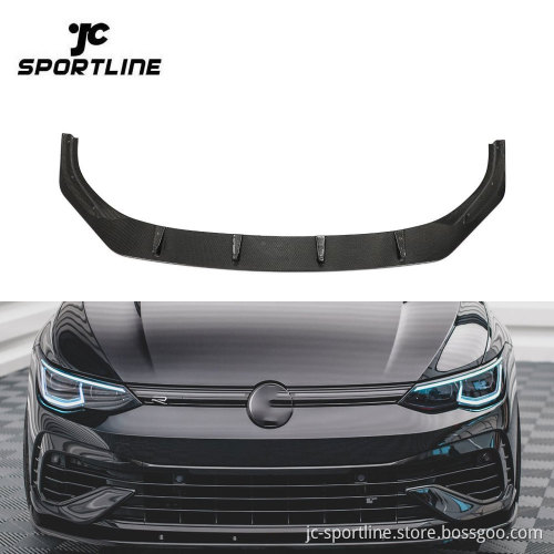Volkswagen VW Golf 8 MK8 R 2021 2022 Carbon Fiber Front Bumper Lip Spoiler